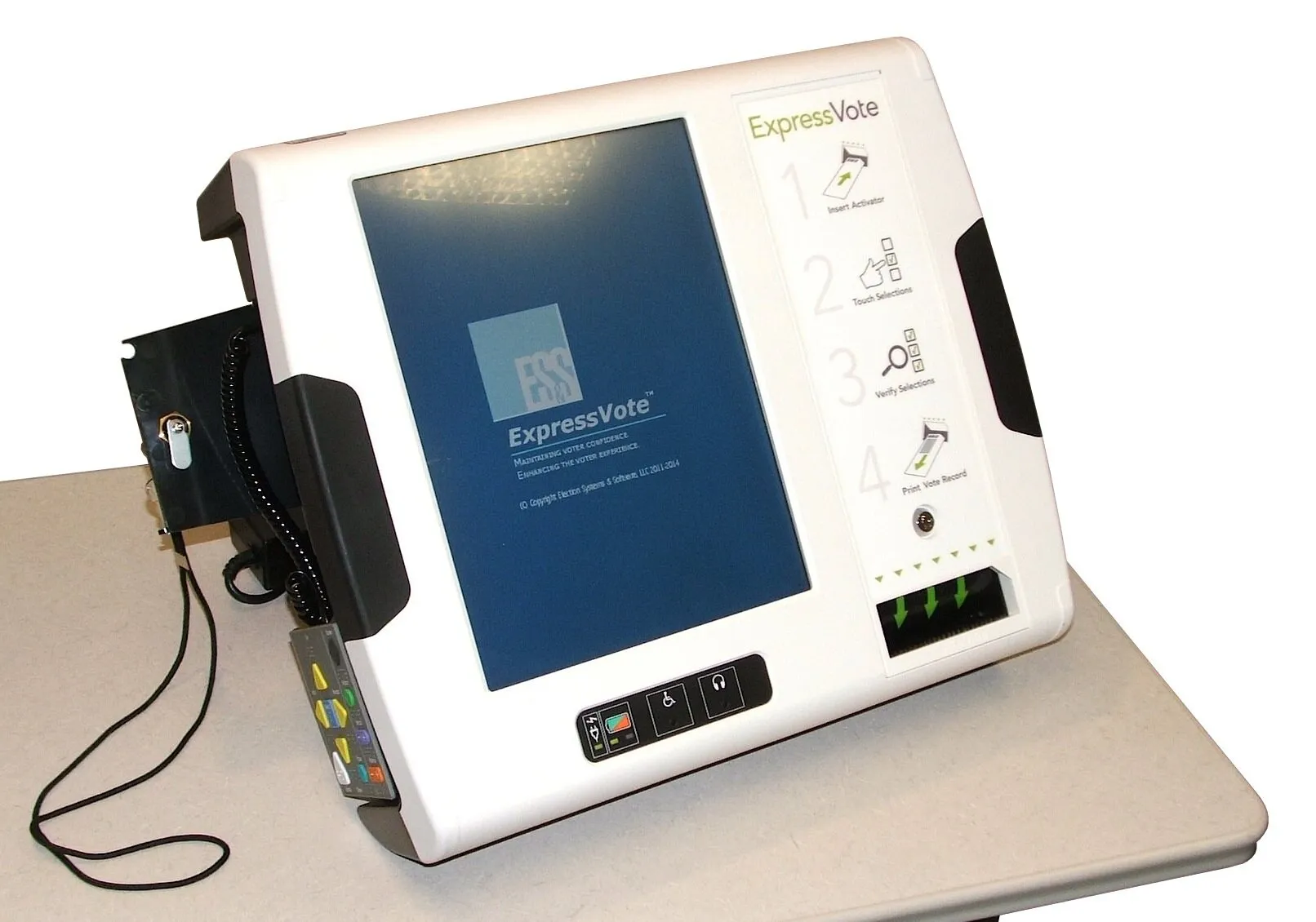 An electronic voting machine with a printed ballot interface