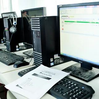 Students using computers in a classroom