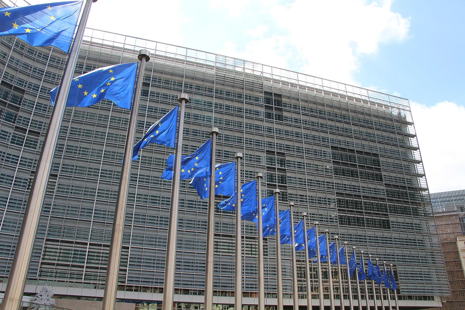 European Union flags outside the Berlaymont building in Brussels