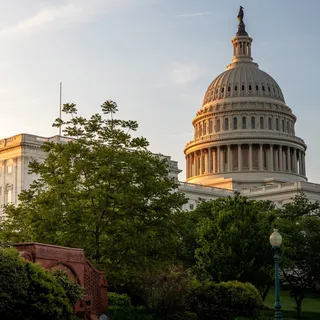 The United States Capitol building at sunrise